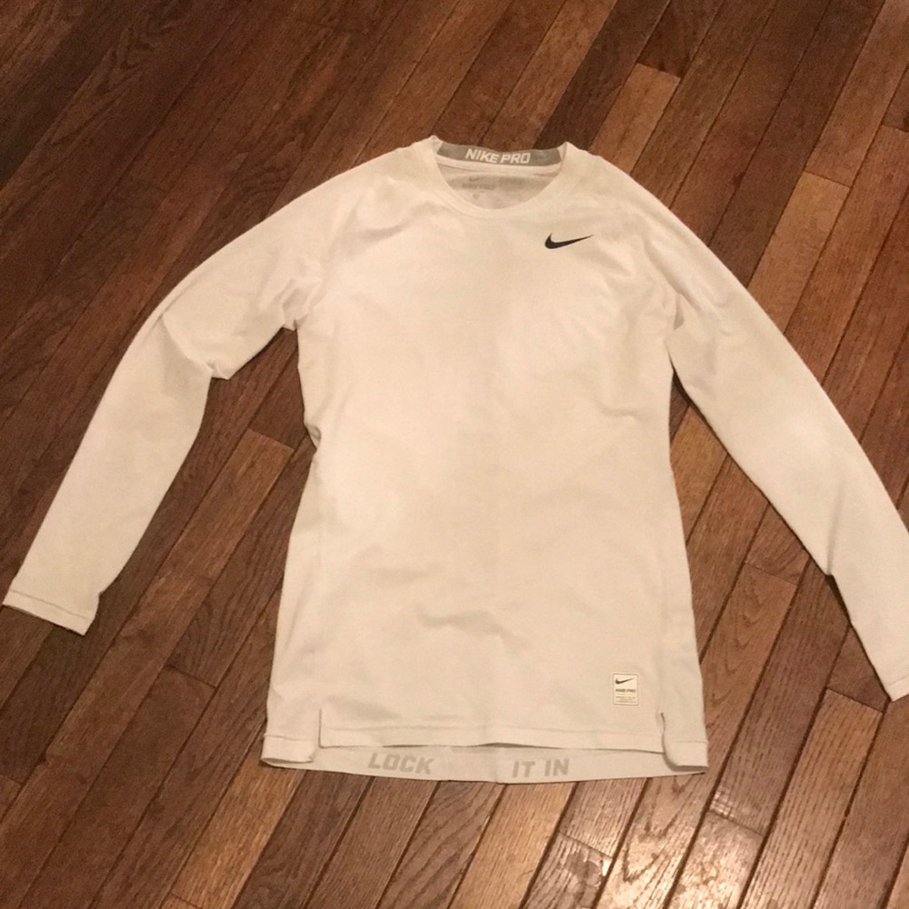 Nike Pro dri fit size medium white compression shirt long sleeves